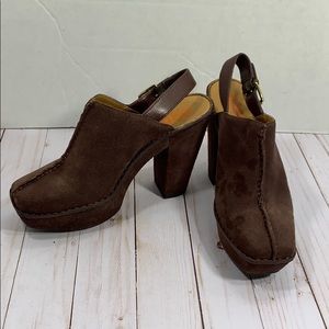 Michael Kors brown suede block heel shoes